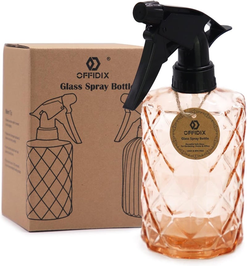 OFFIDIX Glass Spray Bottle, Fine Mist Plant Mister, Handheld Pressure Watering Can, Adjustable Nozzle Glass Spray Bottle, 0.35L/11.8oz Handheld Spray Bottles for Garden Plants Cleaning Solutions - Image 1